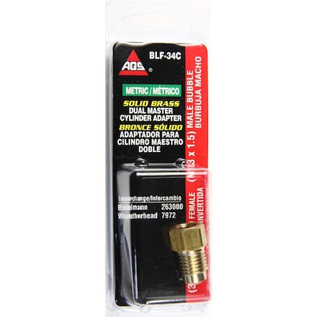 Ags Brass Adapter, Female(3/8-24 Inverted), Male(M13x1.5 Bubble), 1/card BLF-34C